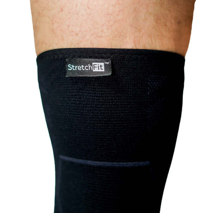 detaljer af materialet af knaebandage kneesleeve stretchfit